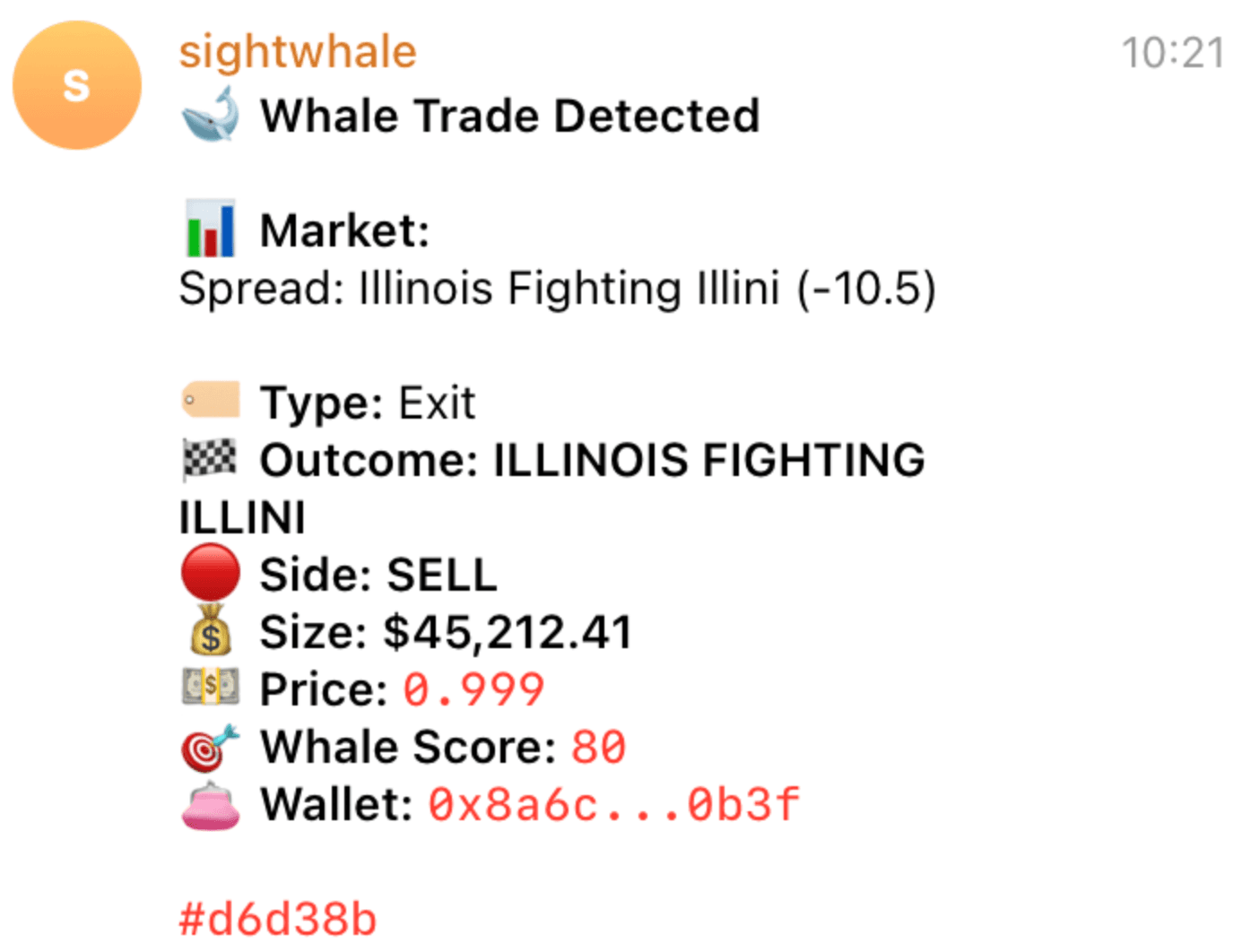 Real SightWhale Telegram alert screenshot 5