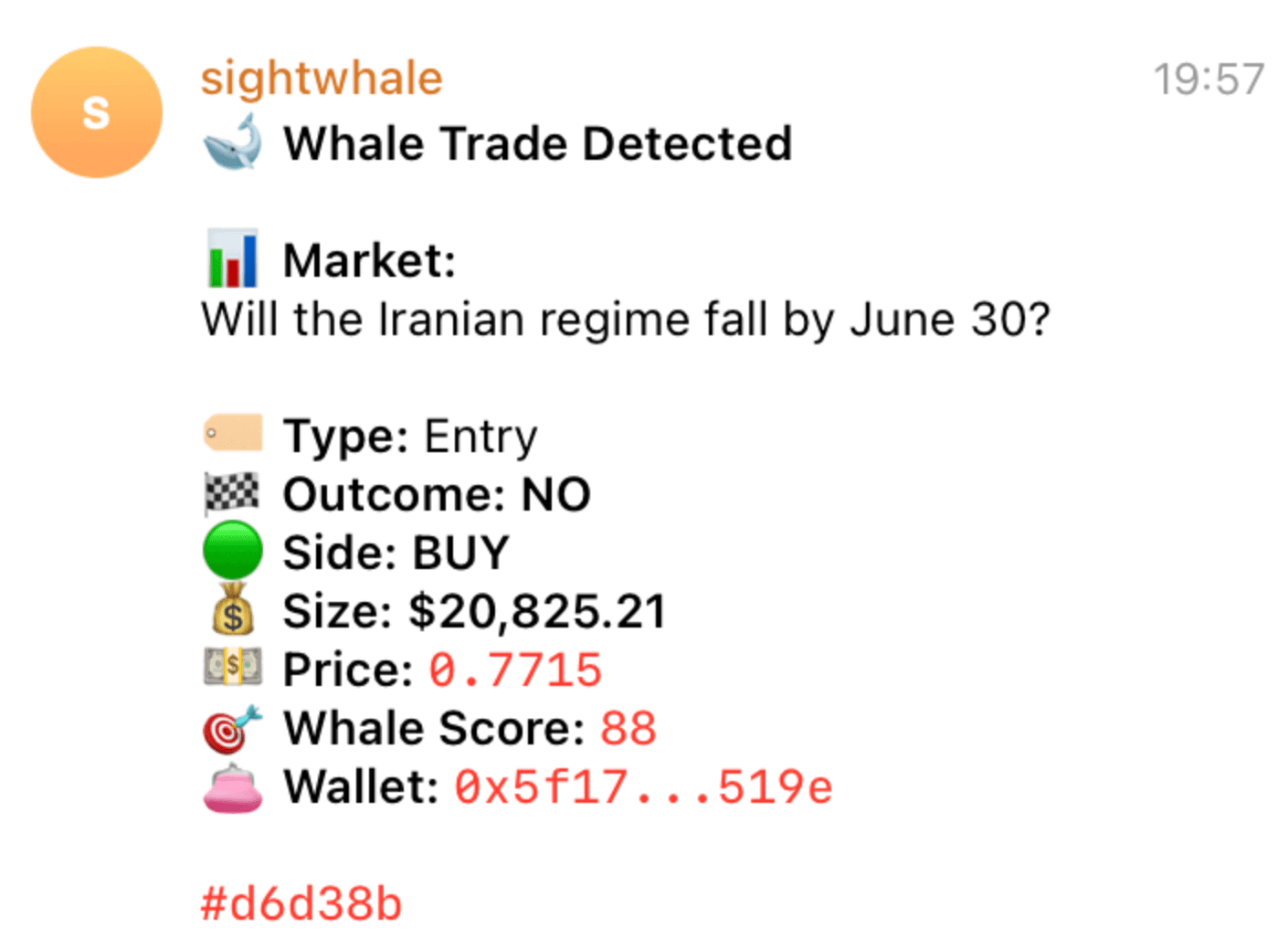 Real SightWhale Telegram alert screenshot 8